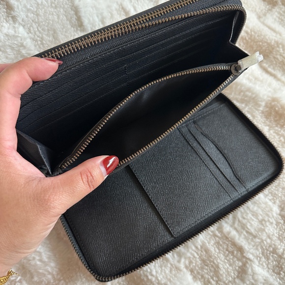 NWT! Coach Men's F23334 Crossgrain Leather Double Zip Travel Wallet In Black - Picture 7 of 9